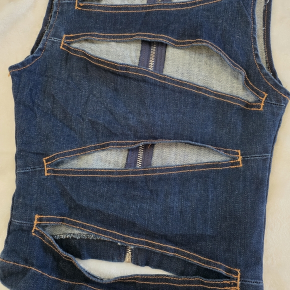 Revice Denim "Tokyo Top" – Exposed Revice Denim, Exposed Cut-Out Zip-Front Top - Picture 3 of 9